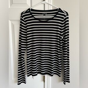 J.Crew Women’s Long-sleeve Crewneck T-shirt in Striped Vintage Rib (Size L)